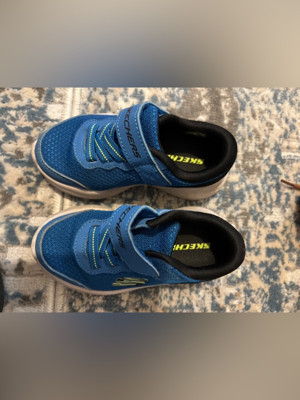Skechers Kids Blue Mesh Sneakers with Neon Accents